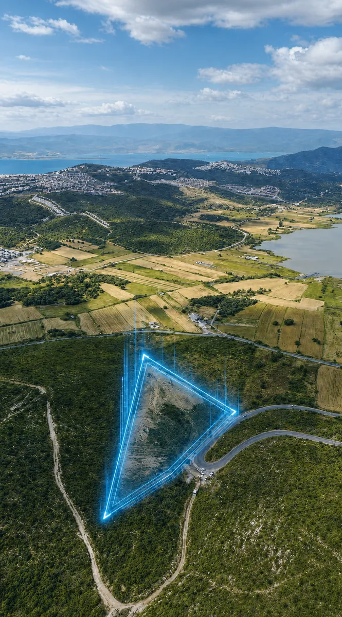 Parsellere ayrılmış arazi, drone görünümü